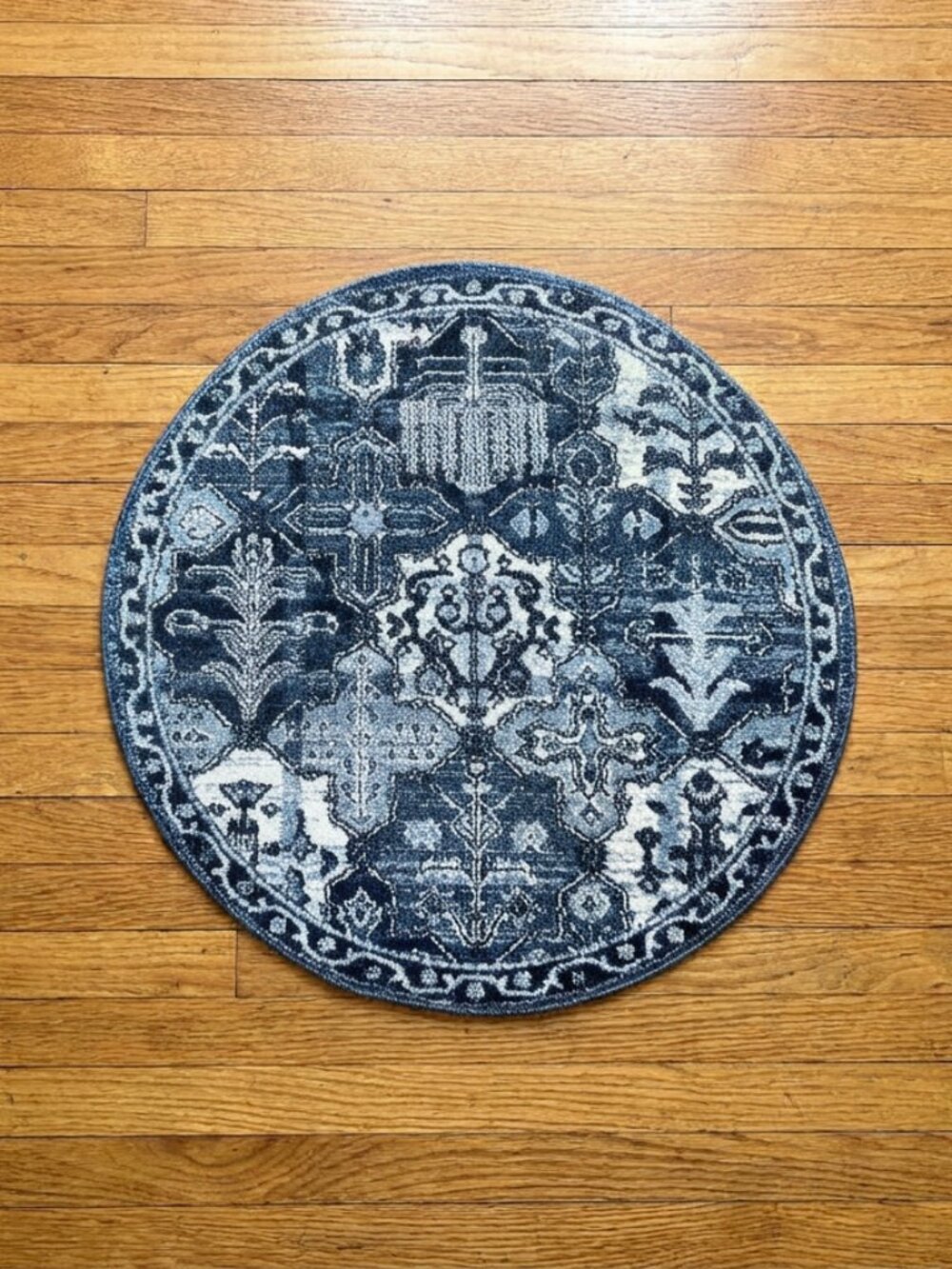 Blue & White Round Rug